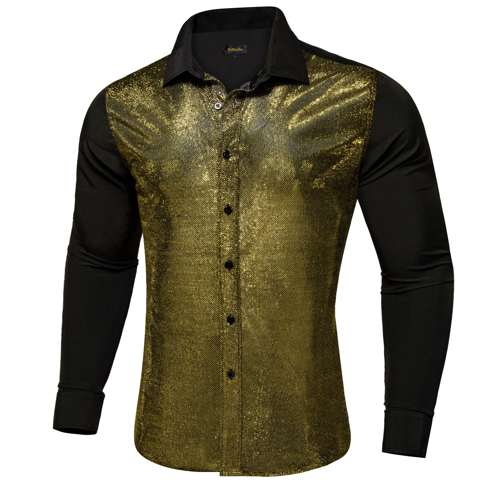 Long Sleeve Shirts for Men Metallic Sequins Nightclub Prom Party Luxury Disco Shirts Designer Men Clothing Costume