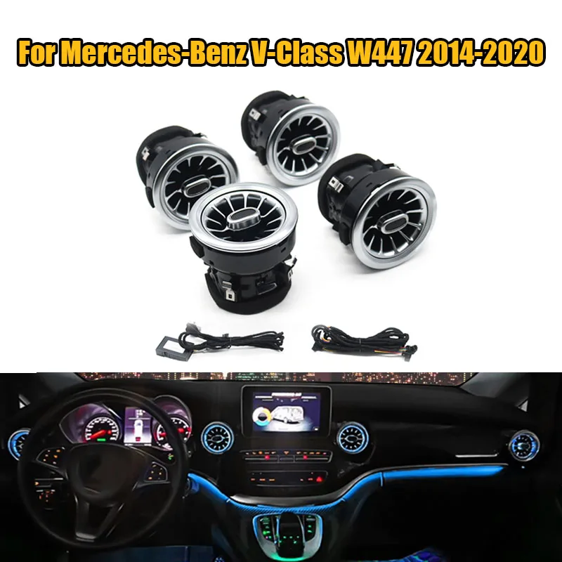 

Set For Mercedes-Benz V-Class W447 2014-2020 Front LED Turbine Air Vent Ambient Light Kit Replacement 3 64 Color