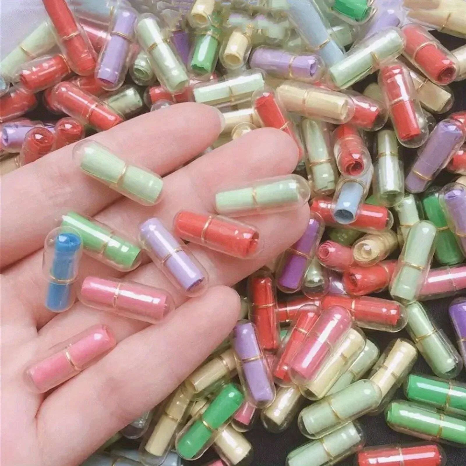 50pcs Black Love Letter Shaped Transparent Capsule Pills, Mini Love Message, Perfect Creative Gift For Christmas, Weddings, Birt gift bags,christmas gift bags,velvet gift bags,red gift bags