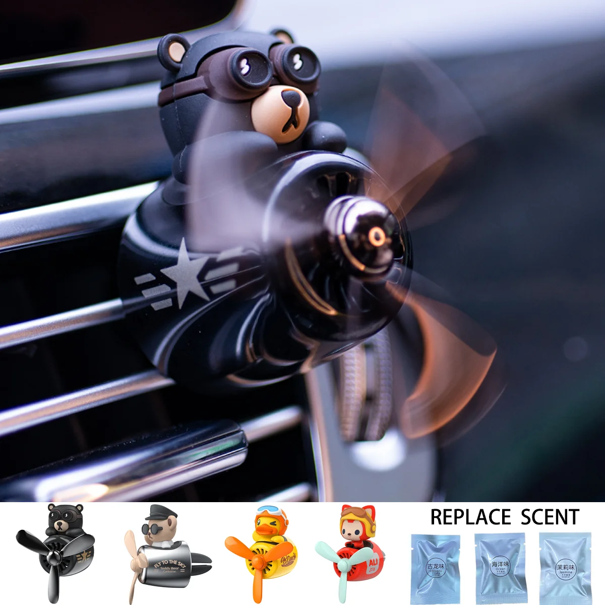 Cartoon little bear pilot car air freshener creative little bear pilot