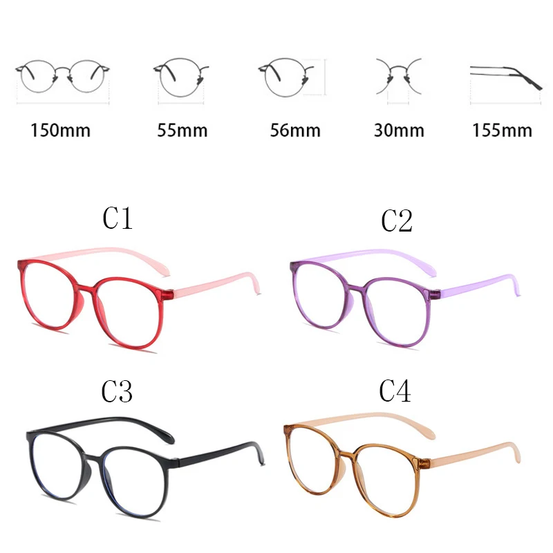 2PCS Runde Brille Anti-Blau Licht Lesebrille Frauen Ultra-Licht Mode Männer Presbyopie Brillen Dioptrien + 100 bis +400 – Detail 5
