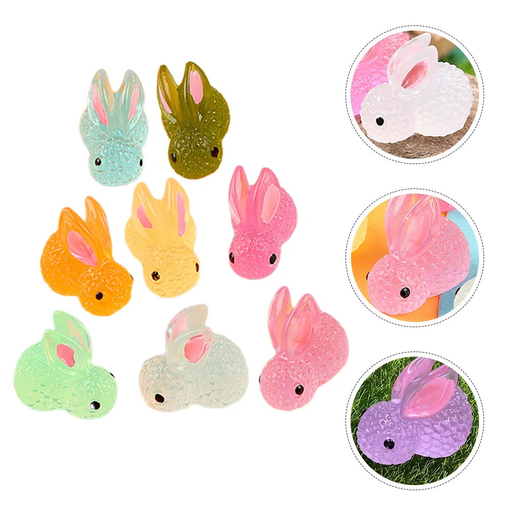 

18 Pcs Glow-in-the-dark Rabbit Tiny Figurines Cake Micro Landscape Resin Decor Desktop Statues