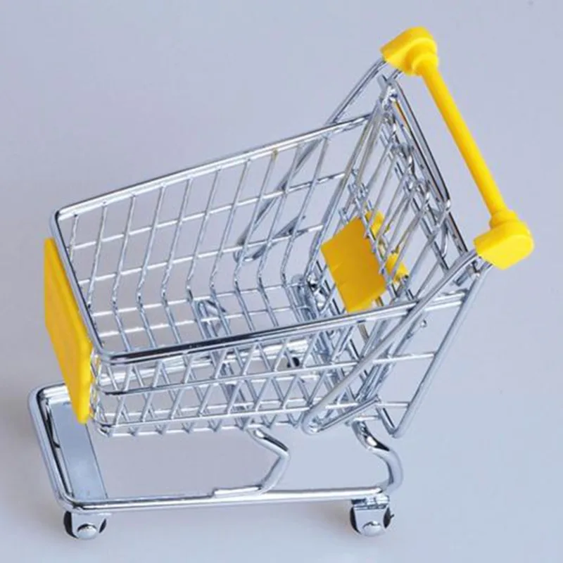 Supermarket Hand Trolley Mini Shopping Cart Desktop Decoration Storage Toy Gift 6