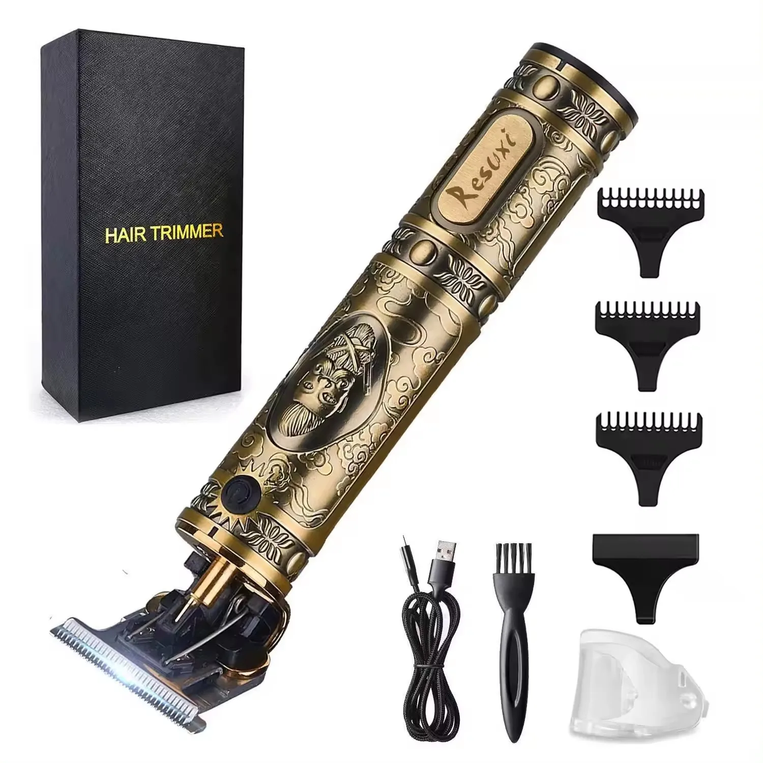 RESUXI JM-700A Zero Gapped Professional Hair Trimmer Wireless Electric Haircut Kit Mens Clippers USB Stainless Steel 10W 1500mah 5