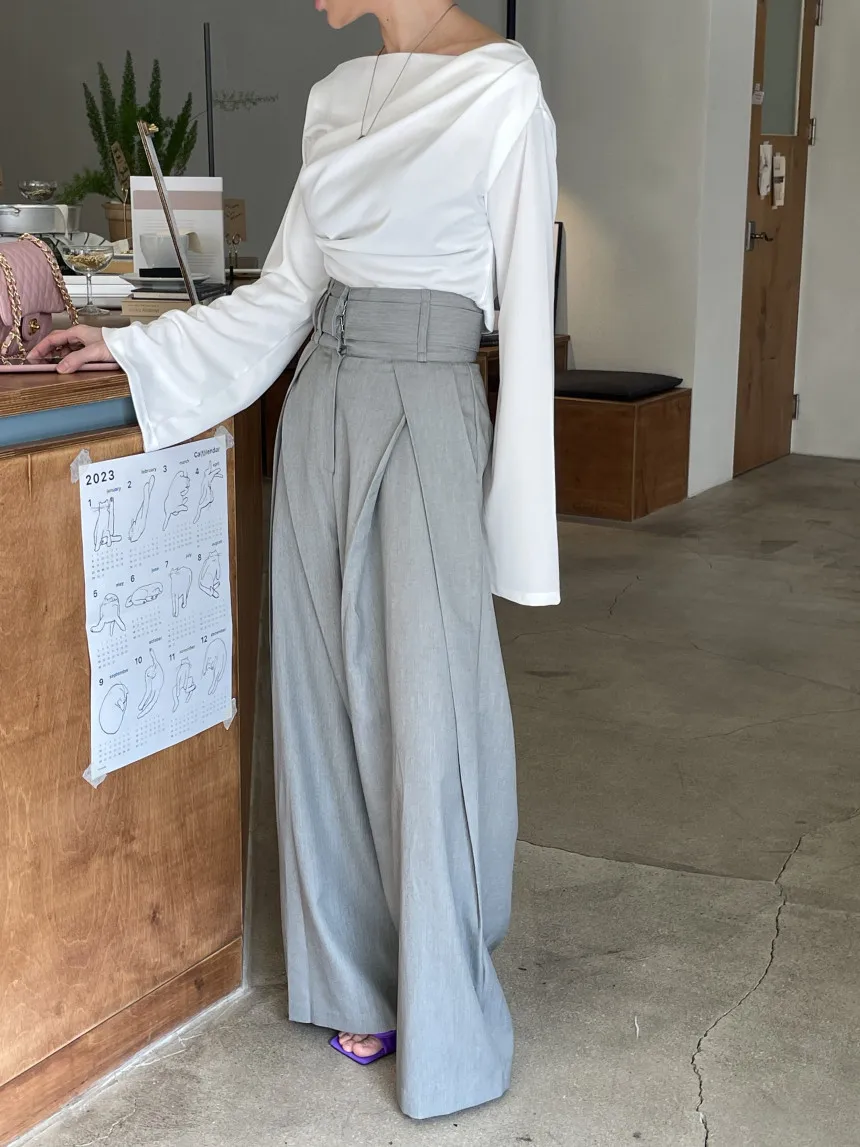 Women's Solid Color High Waist Wide Leg Trousers Pleats Oversized Balloon Silhouette Stylish Avant Garde Casual & Office Pants