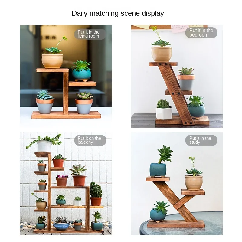 Solid Wood Bay Window Flower Stand Multi-Storey Indoor Plant Display Rack for Living Room Decoration Aesthetic Showcase