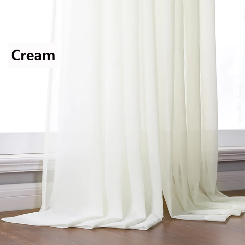 LISM Solid White Tulle Sheer Curtains for Living Room Decoration Curtains for the Room Bedroom Kitchen Voile Organza Curtains