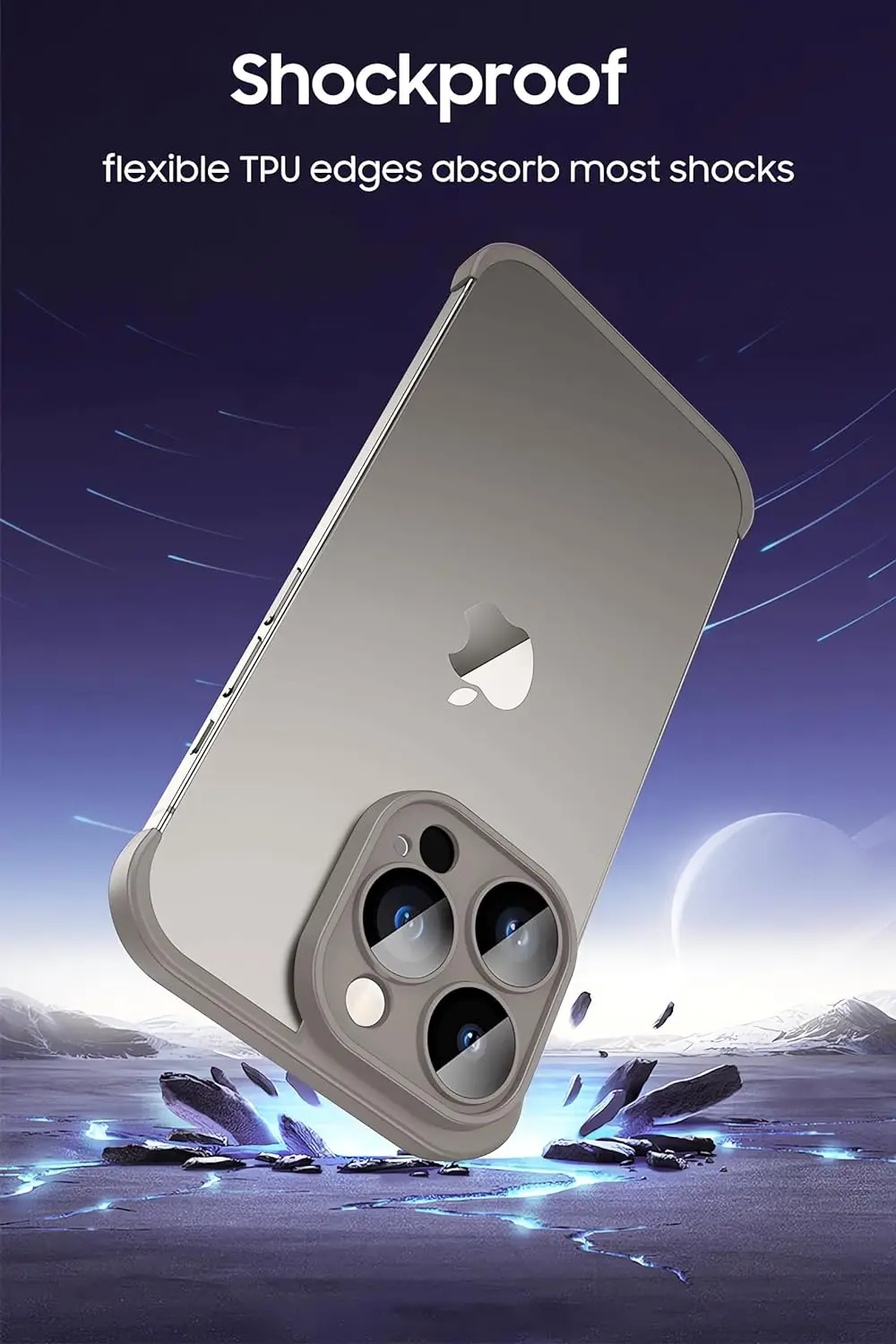 Sleek Gray Frameless Camera Lens Protector Phone Case Cover