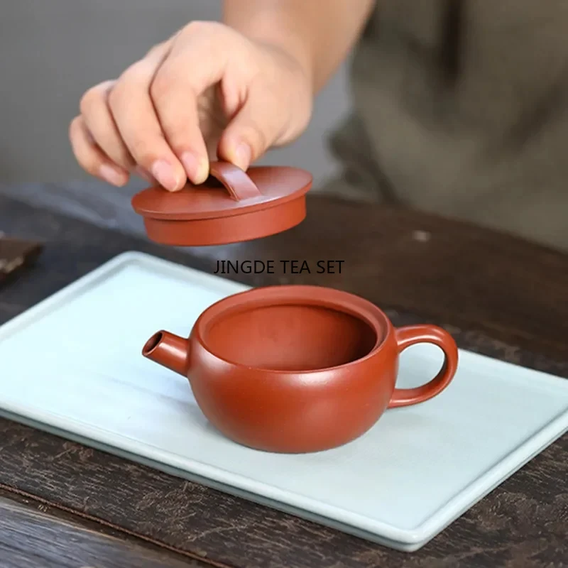 120ml Yixing China Small Capacity Purple Clay Teapot Handmade Large Diameter Teapot Raw Mineral Dahongpao Mud Teapot