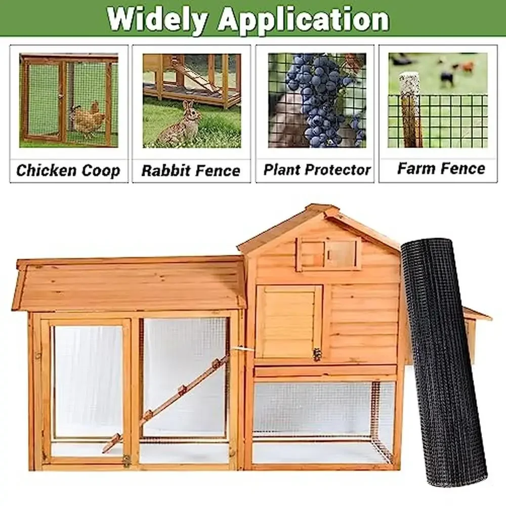 Black PVC Coated 1/2" Hardware Cloth 48x100 ft Galvanized Welded Wire Fence Roll Garden Protection -19 Gauge Square Mesh