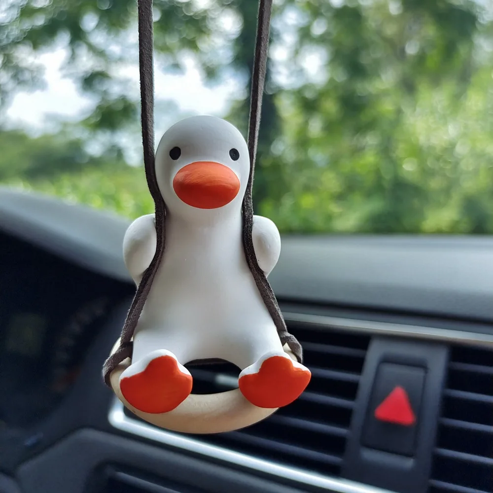 

Cute Swing Duck Pendant Auto Rearview Mirror Ornaments Birthday Gift Auto Decoraction Car Accessories Interior