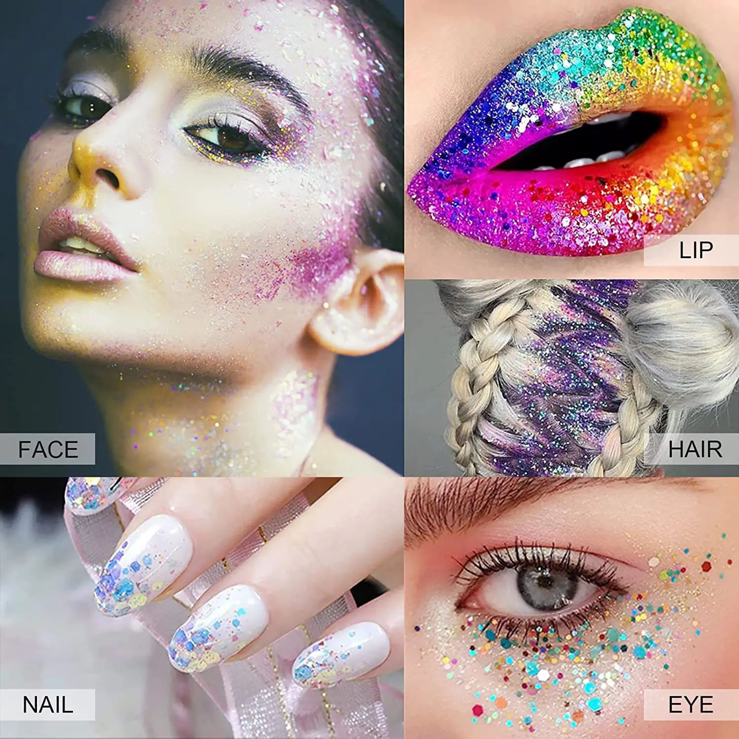 Handaiyan Nail Hair Body Face Eye Glitter Gel Art Loose Sequins Cream Chunky Glitter Eyeshadow Makeup Party Festival 2