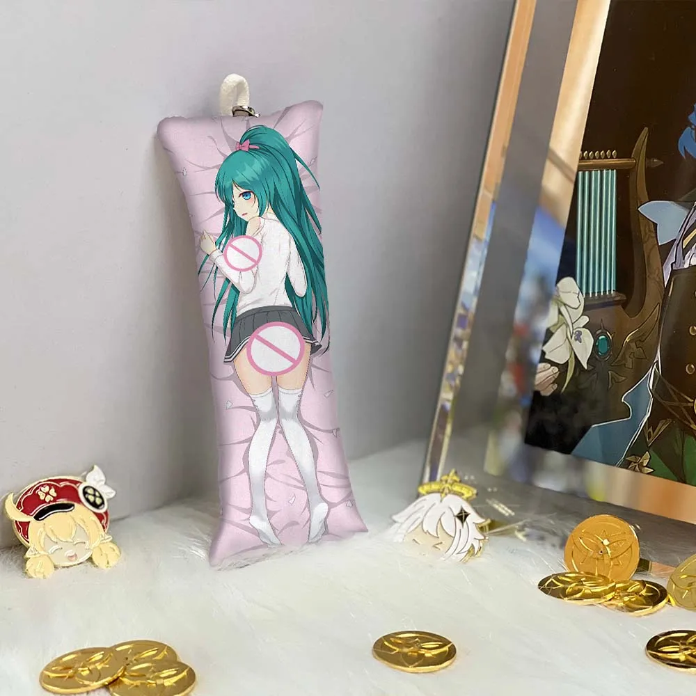 

Hatsune Miku Phone Pendants Anime Accessories Key Ring Cute Small Body Pillow Bag Key Chain Pendant Mini Dakimakura Double Side