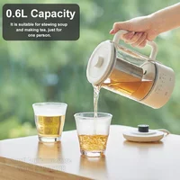 Olayks Pot de santé 0.6L bouilloire électrique multifonctionnelle Portable Mini théière isolation automatique ragoût marmite électrique 5