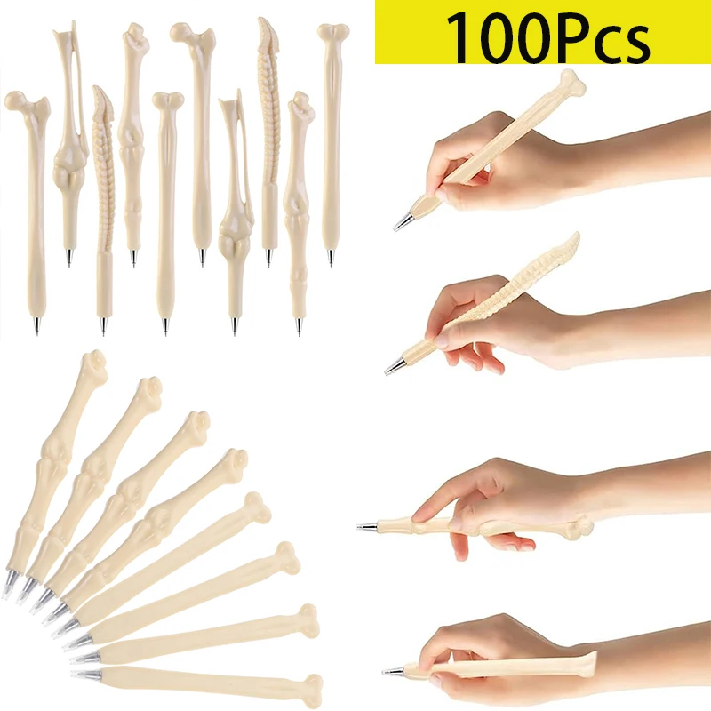 

100Pcs Ballpoint Pen Bone Shaped Ballpen School Supplies Office Equipment Home Furnishings Gifts Children A Reward