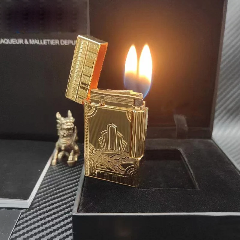 

Light Luxury Gas Lighter Double Fire L2 Lighter PING Bright Sound Tobacco Cigarette Cigar Lighter Smoking Gift For Man 047