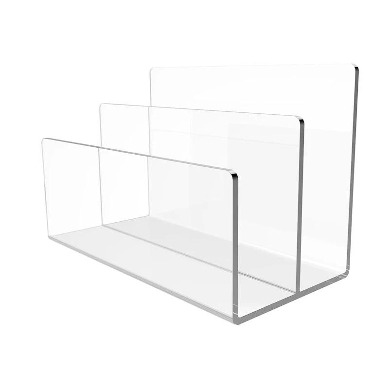 Clear Letter Holder Acrylic Mail Sorter With 2 Sections For Desk File Organizer Student Desk Sundries Sorter Home Office School