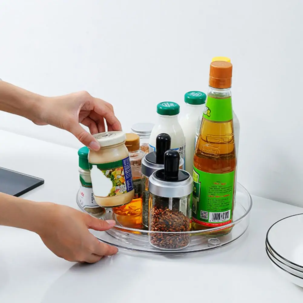 Durable Rotating Shelf 360&deg; Rotating Storage Tray Organizer Kitchen Bathroom Cabinets Pantry Refrigerator