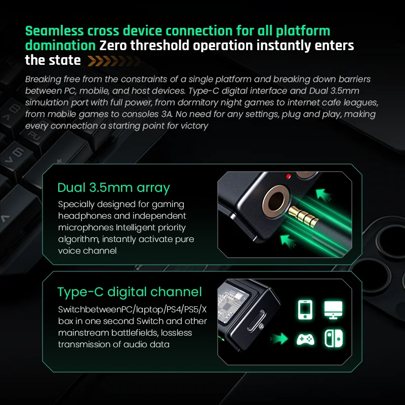 EPZ TS01 게이밍 오디오 디코더 가상 7.1 외장 사운드 카드 USB DAC 앰프 FPS 발자국 강화기 (CS2, 발로란트 PC 헤드셋용)