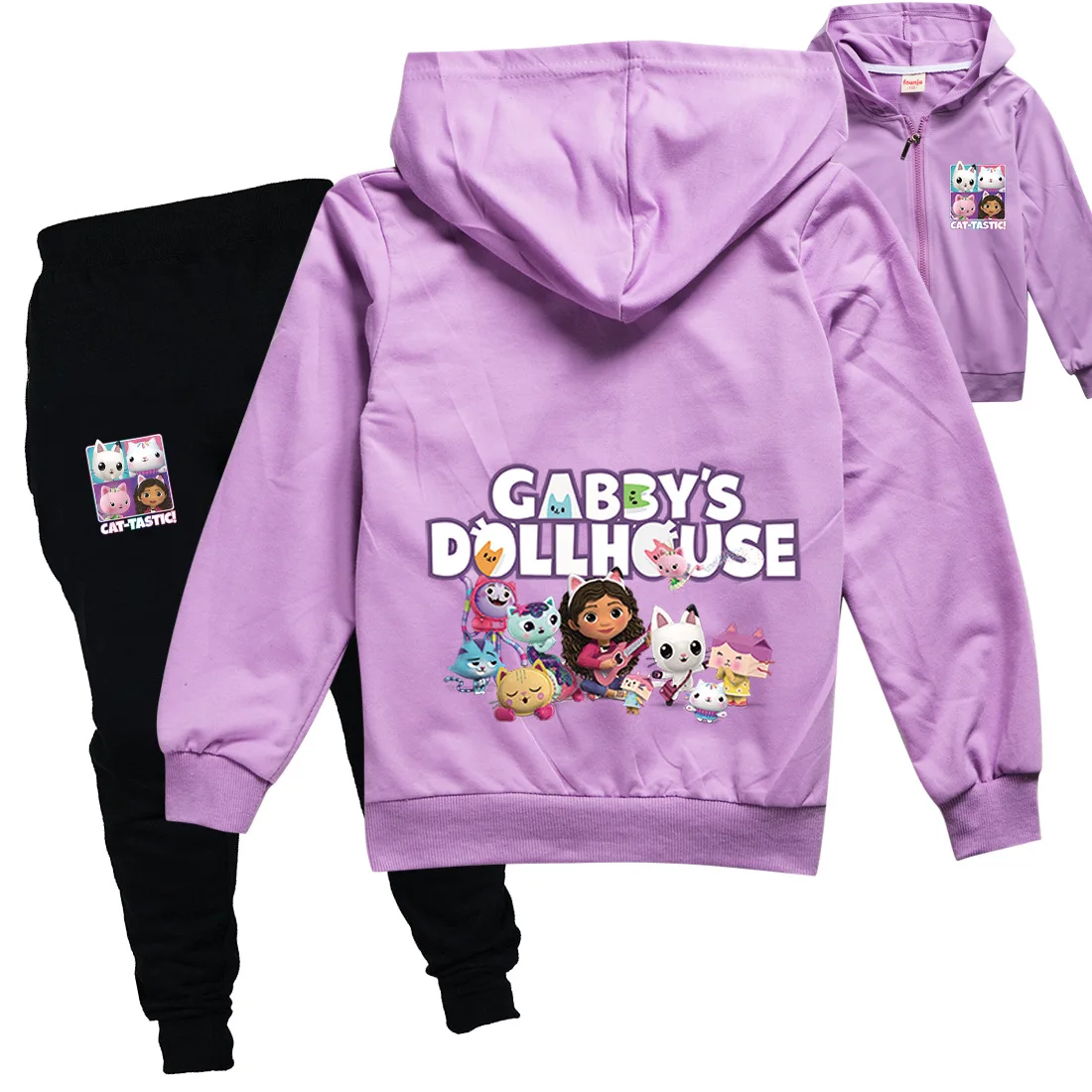 

Gabbys Dollhouse Kids Spring Autumn Clothes Sets Baby Boy Zipper Jacket Coat +black Pants 2pcs Suit Toddler Girls Casual Outfits