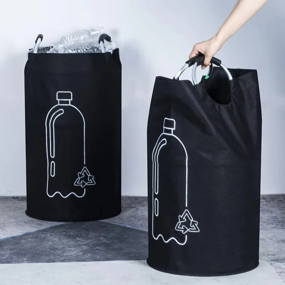 Extra Large Recycling Bag Laundry Hamper Bin Non Woven Fabric Aluminum Handle Foldable Waterproof for Kitchen Garbage Organizer