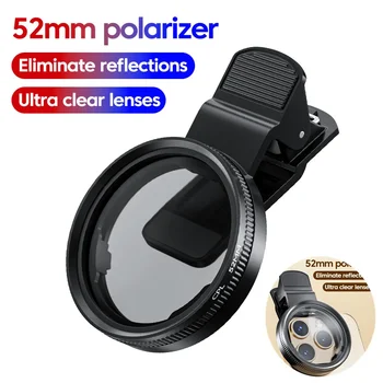 52mm CPL Filtro per obiettivo per telefono cellulare Clip per obiettivo Accessori per fotocamera Filtro polarizzatore circolare per Canon Nikon per tutti gli smartphone
