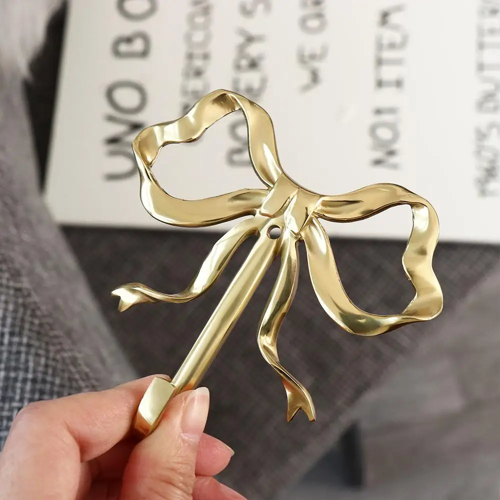 Retro Brass Bow Shape Wall Hook Gold Functional Bow-Knot Hook Wall Hangings Decorative Wardrobe Hanger Clothes Coat 4