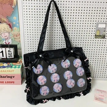 Nuova Borsa Tote Anime per Ragazze, Grande Capacità, in Tessuto Oxford, Borsa a Tracolla con Fiocco Decorativo, Borsa da Viaggio