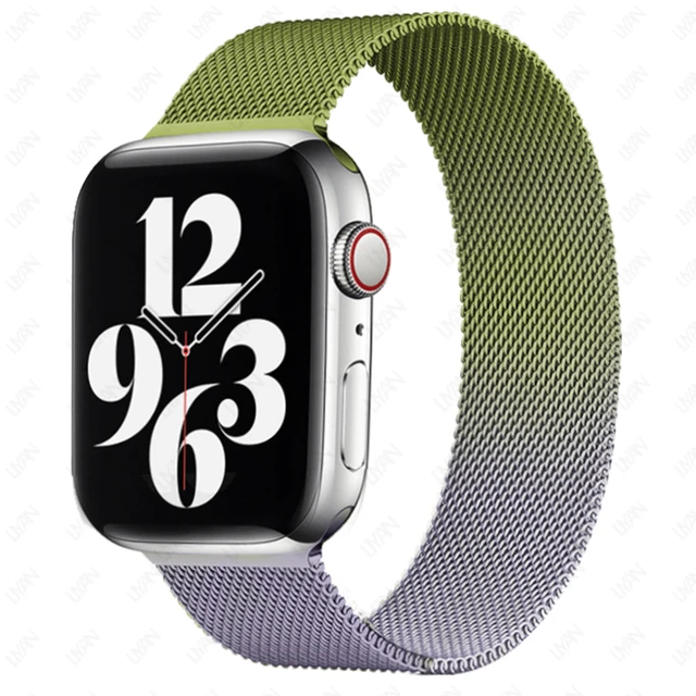 Magnetic Loop Strap For Apple watch Band 45mm 41mm 44mm 40mm 42mm 38mm Stainless steel correa bracelet iWatch serie 3 7 5 6 se 3 Green puple 45
