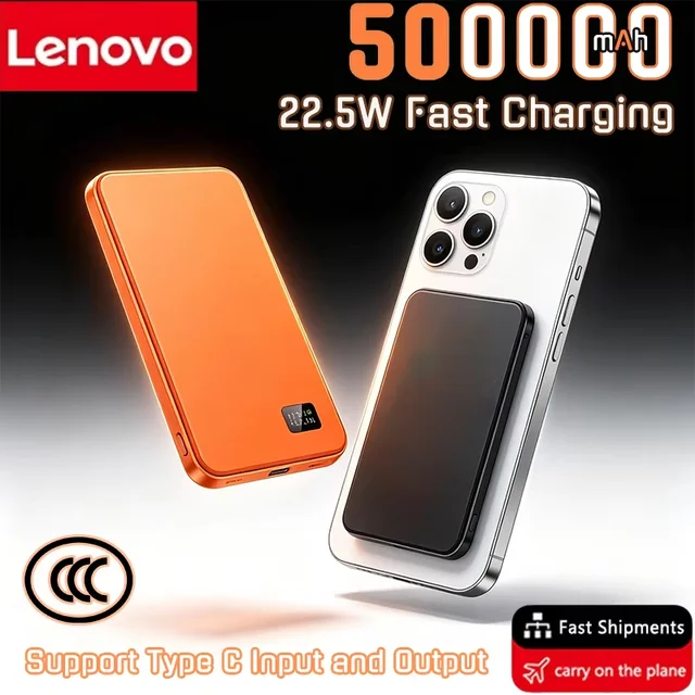 Lenovo 500000mAh Magsafe Magnetic Wireless Power Bank PD22.5W Quick Charge Portable External Battery for iPhone 1