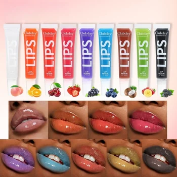 9pcs Gifts for Women Makeup Moisturizing Mirror Fruit Lip Oil Natural Water Gloss Lip Gloss Ball Exaggerated Colors