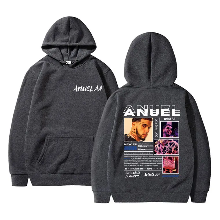 Rapper Anuel AA Print Hoodie Male Casual Oversized Hooded Sweatshirt Men Women Hip Hop Fashion Streetwear Unisex Fleece Hoodies 2