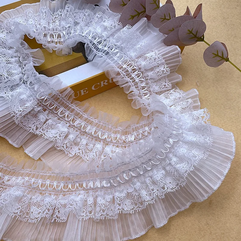 

9 см 10 ярдов кружевное шифоновое эластичное складное кружевное юбка-манжета свадебное платье нигерийские кружевные ткани кружевные аксессуары