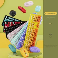 Cute 104Keys Retro Round Keycap 2.G Wireless Gaming Keyboard Mouse Combo Ergonomic Keyboard With Multimedia function keys - Image 2