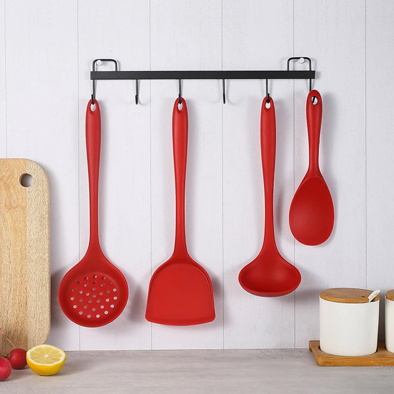 Silicone Non-Stick Cooking Utensil Set with Spatula and Strainer Spoon