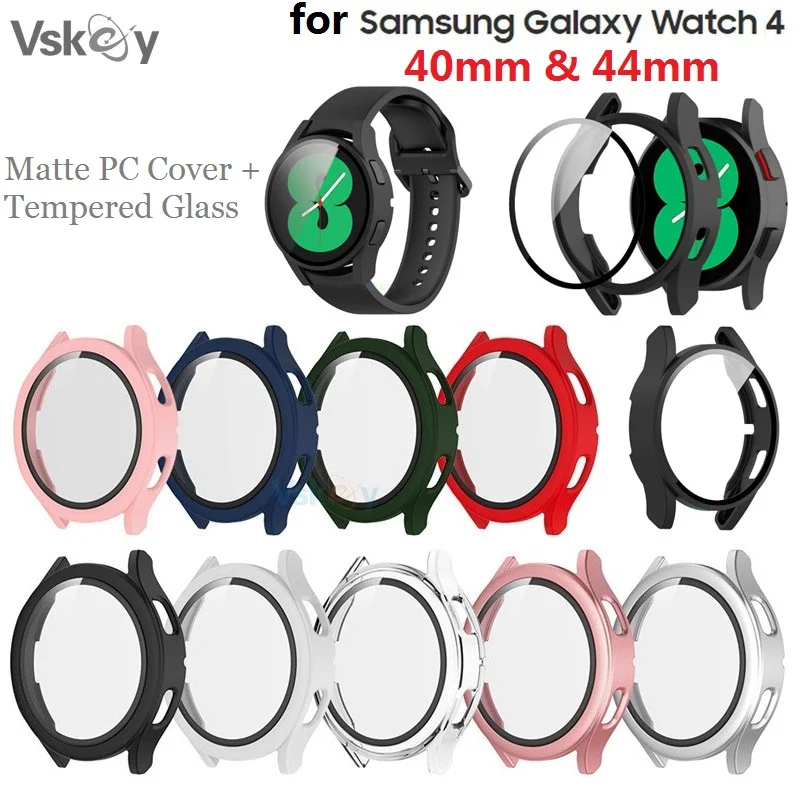 

10pcs Matte PC Cover Screen Protector for Samsung Galaxy Watch 4 44mm 40mm Hard Case Smart Watch Bumper With Tempered Glass Film
