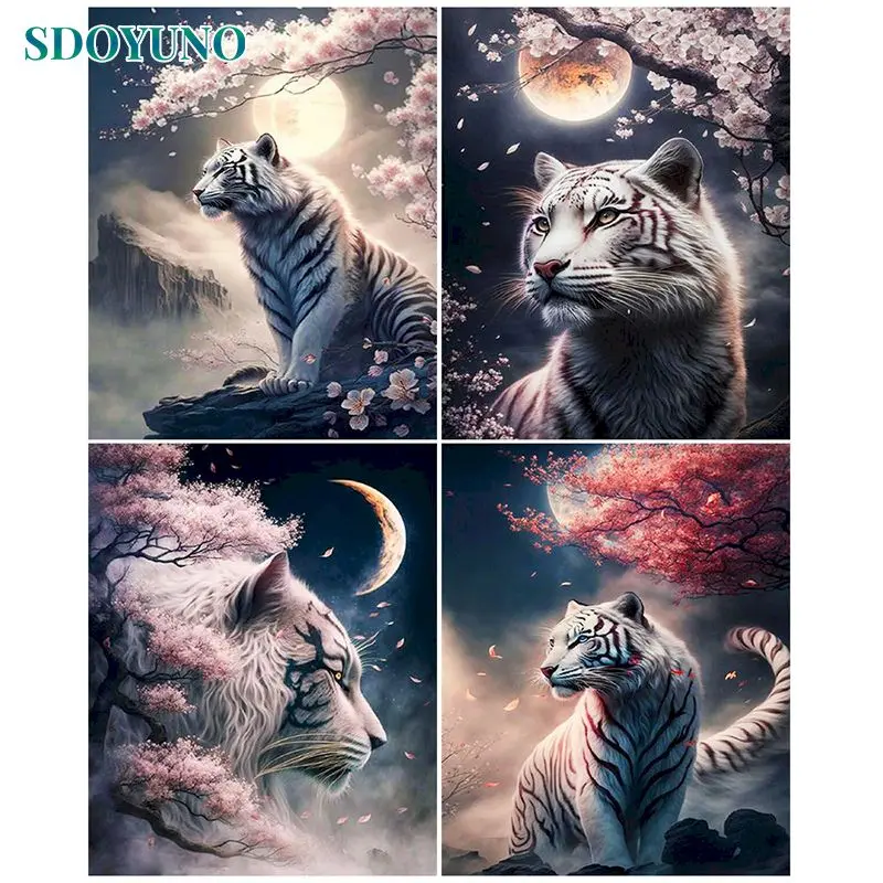 

Картина по номерам SDOYUNO, тигр, искусство на холсте