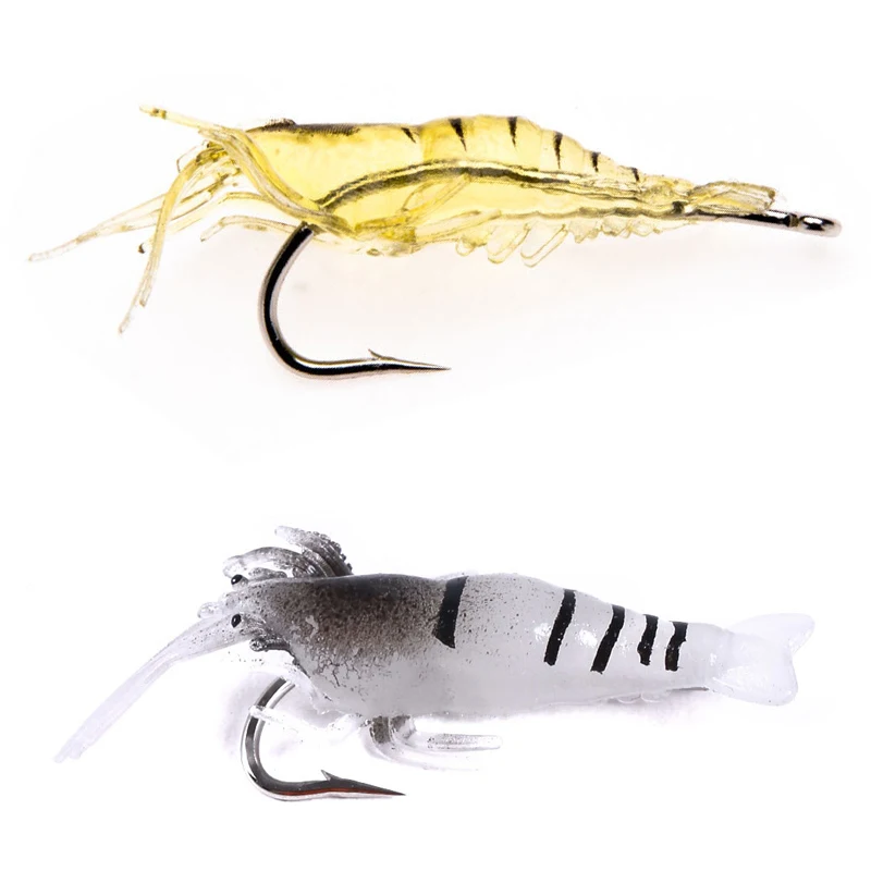 10PCS Soft Shrimp Fishing Lures - Simulation Prawn Bait Hooks For Saltwater & Freshwater