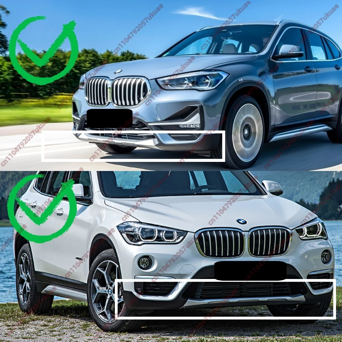 BMW X1 F48 F49 16d 18i 18d 20i 20d 25e 25i 25d 2016-2022 ABS 언더커버 바디킷 턱 트림 튜닝용 프론트 범퍼 립 스플리터