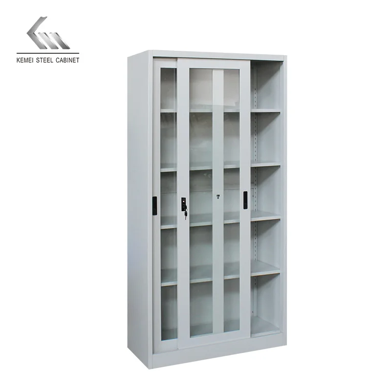 Armario con puerta corredera de vidrio, mueble de Metal, Color blanco, proveedor