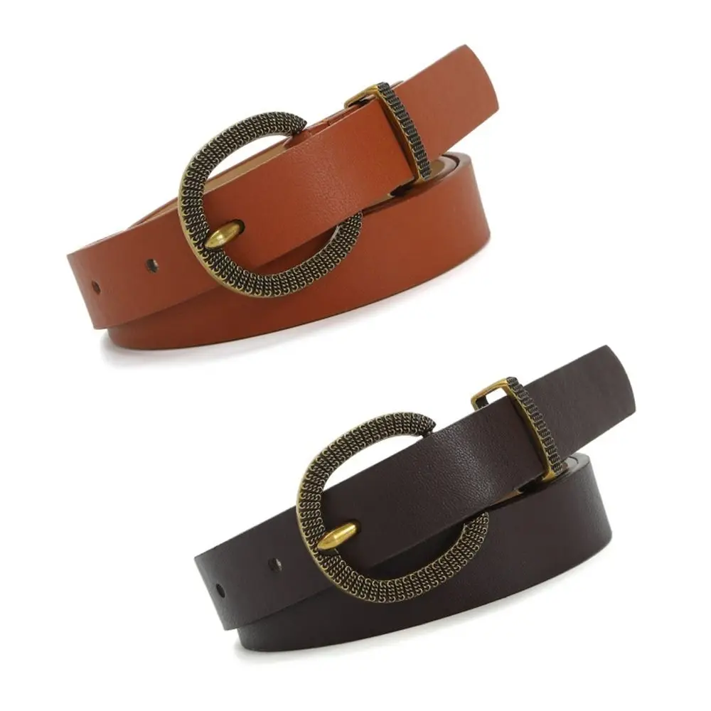 

Solid Color Waist Belt PU Leather Fashion Design Round Buckle Belt Corset Belt Women Waist Belt Adjustable Waistband