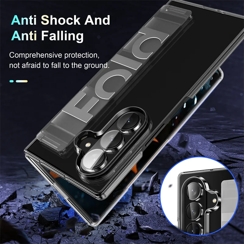 Luxury Ultra-Thin Matte Silicone Wrist Strap Case - Transparent Folding Shockproof Hard Cover