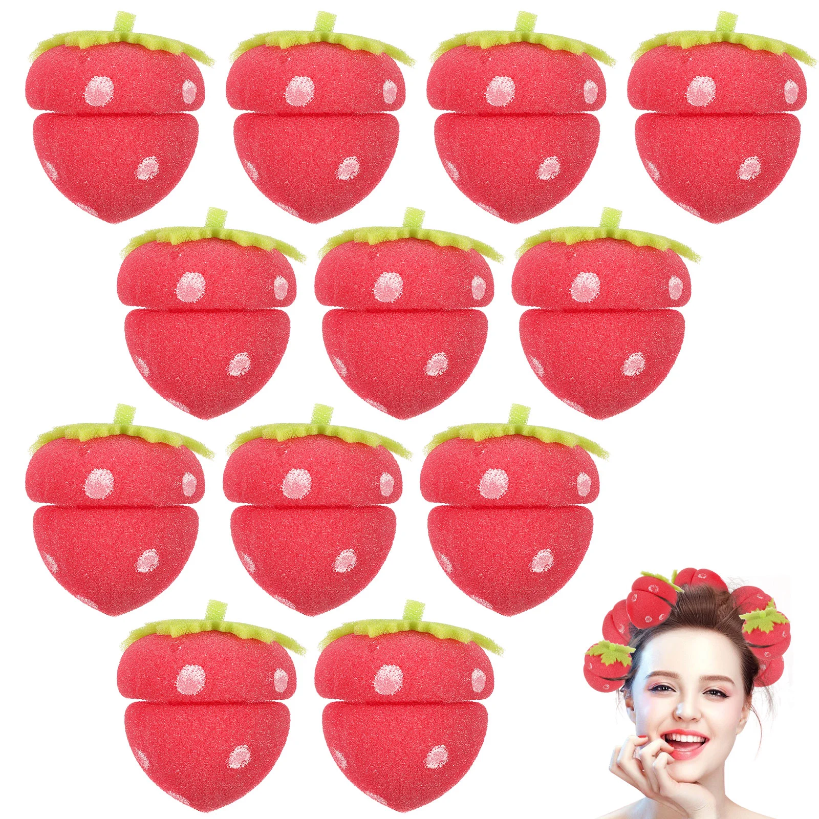 

Hair Curler Sponge, 12Pcs Strawberry Hair Styling Curlers Sponge Hair Rollers Hairdressing Curlers ( Red )