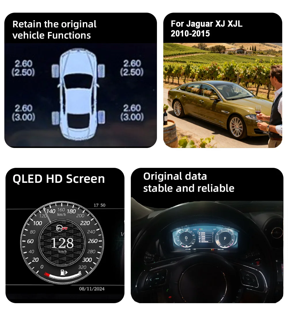 For Jaguar XJ XJL 2010-2015 Carplay Car LCD Digital Instrument Cluster Speedomet