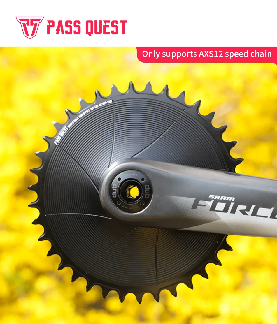 PASS QUEST 3 mm versetztes 8-Loch-AERO-Kettenblatt 28T-42T geschlossenes Kettenblatt für SRAM 8-Loch FORAXS 12-Gang-Kettenrad – Detail 1