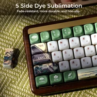 XVX Ceramic Glaze Coating Keycaps PBT MOA Profile 5 Side Dye Sublimation White and Green Key Cap 129 Keys - Image 3