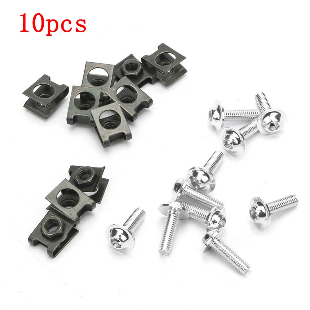 오토바이 M6 페어링 볼트, 스파이어 스피드 패스너 클립, 나사 용수철 너트, 10x, 6mm
