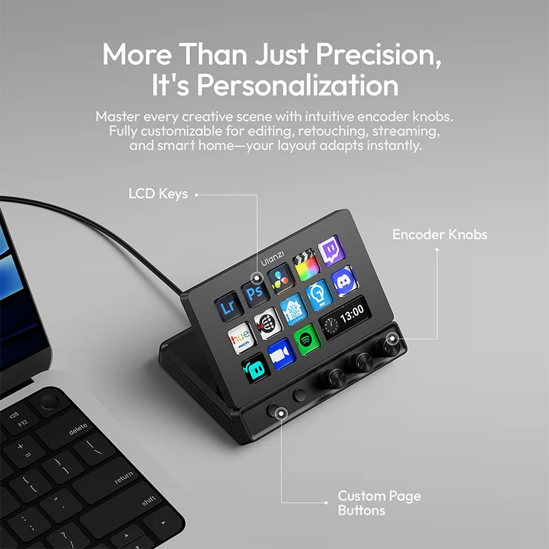 울란지 D200X 올인원 크리에이티브 데스크 (콘텐츠 크리에이터용) - 비디오 편집, 사진 리터칭을 위한 맞춤형 키, 윈도우/맥 호환