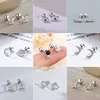 Silver Color Screw Back Helix Piercing Stud Earrings For Women Cubic Zirconia 925 Silver Needles Cartilage Earring Jewelry 2pcs 1