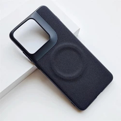 Premium Nylon Woven Leather Magnetic Case with MagSafe Protection Cover - Motorola Edge 70 Ultra (Black)